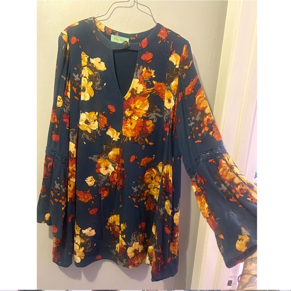 flair bell sleeve mini dress
